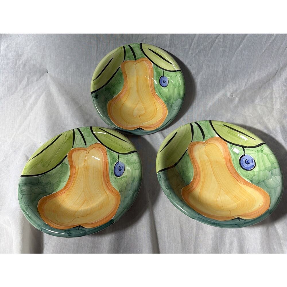 VTG BOB MACKIE Design 2000 Fruit Pears Cereal / Soup Bowls 8.5”
